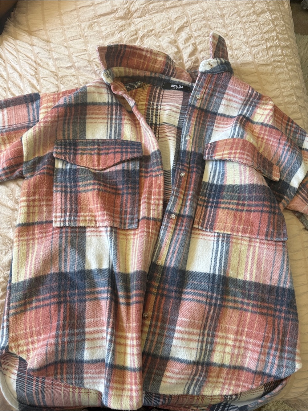 Pink and blue plaid sweater